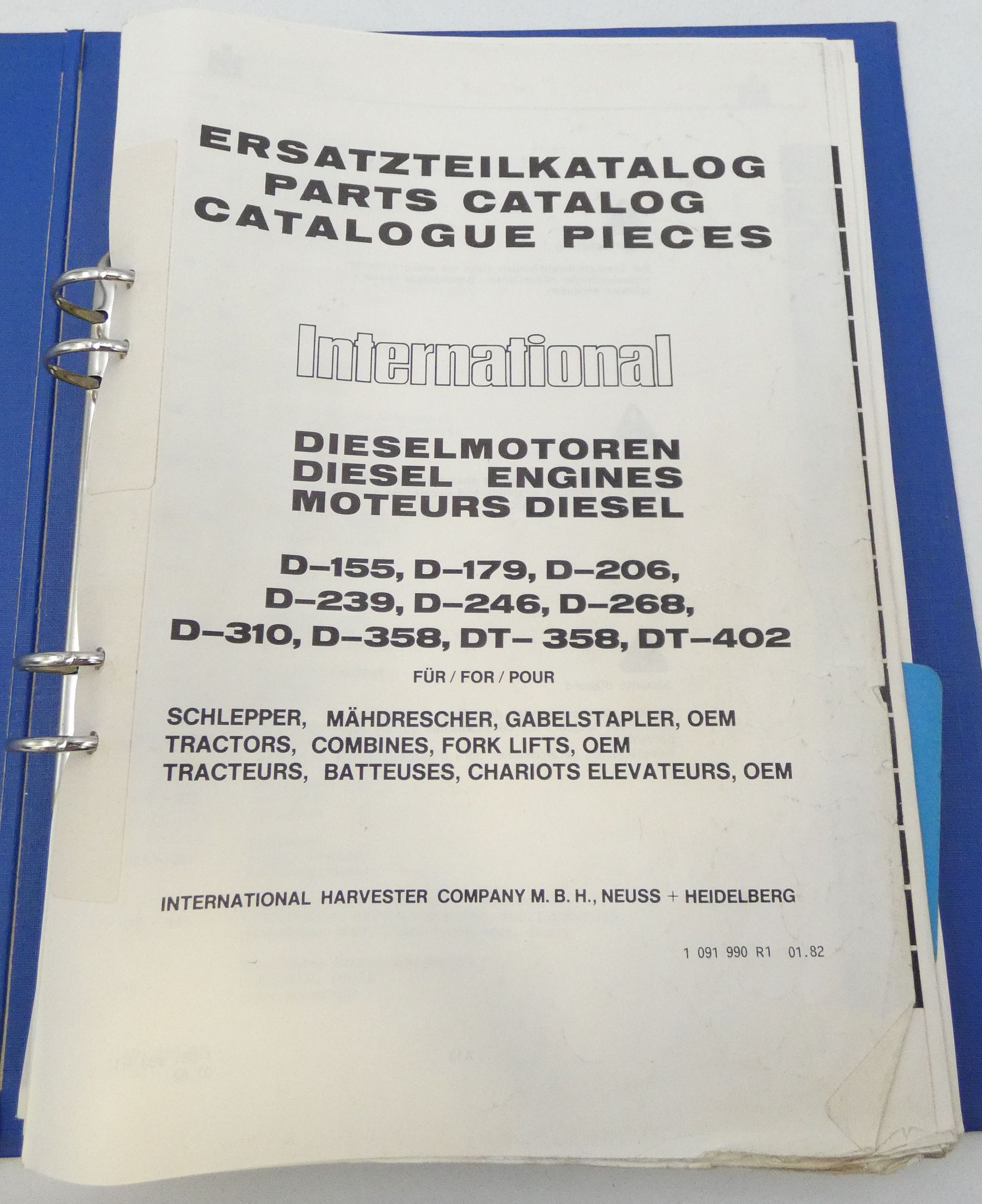 International D-155, D-179, D-206, D-239, D-246, D-268, D-310, D-358, DT-358, DT-402 diesel engines parts catalog