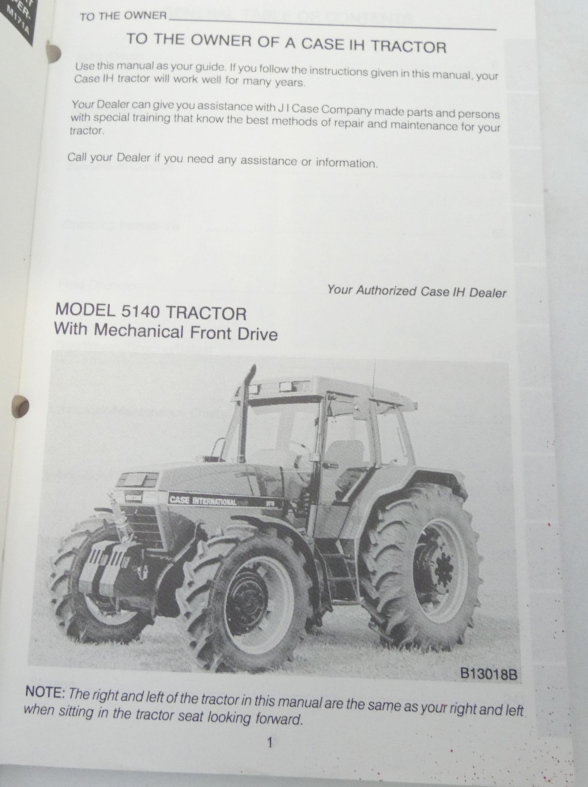 CaseIH 5130-5140 tractors operators manual