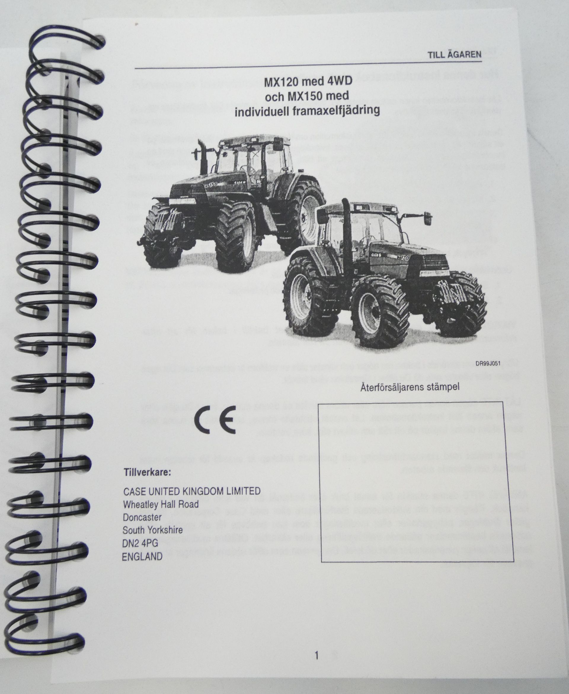 CaseIH Maxxum MX100, MX110, MX120, MX135, MX150 och MX170 instruktionsbok