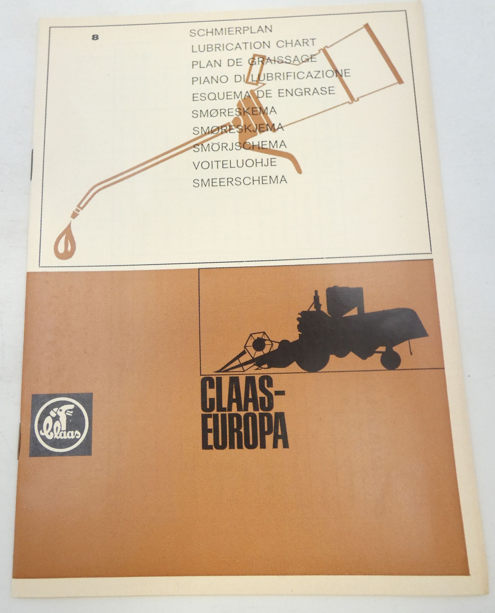 Claas Europa & Columbus instruktionsbok + Claas Europa lubrication chart