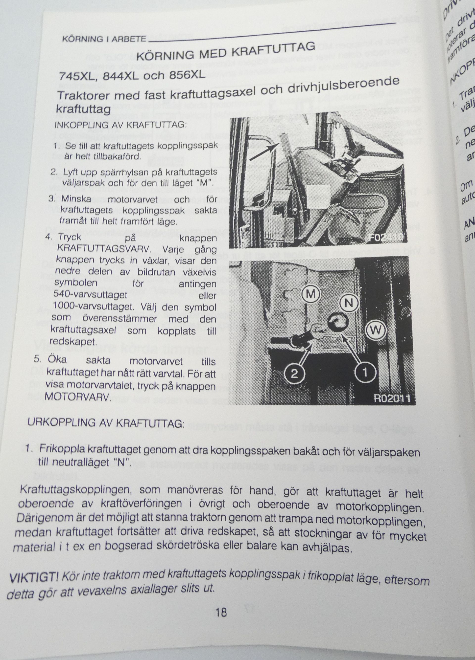 CaseIH traktorerna 745XL, 844XL och 856XL digitalinstrument och kraftuttag instruktionsbok