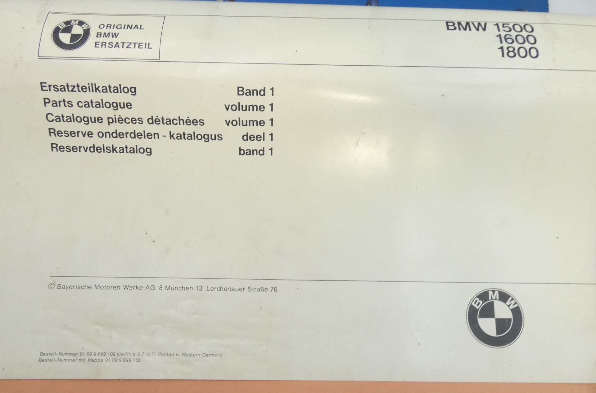 BMW 1500, 1600, 1800 parts catalogue