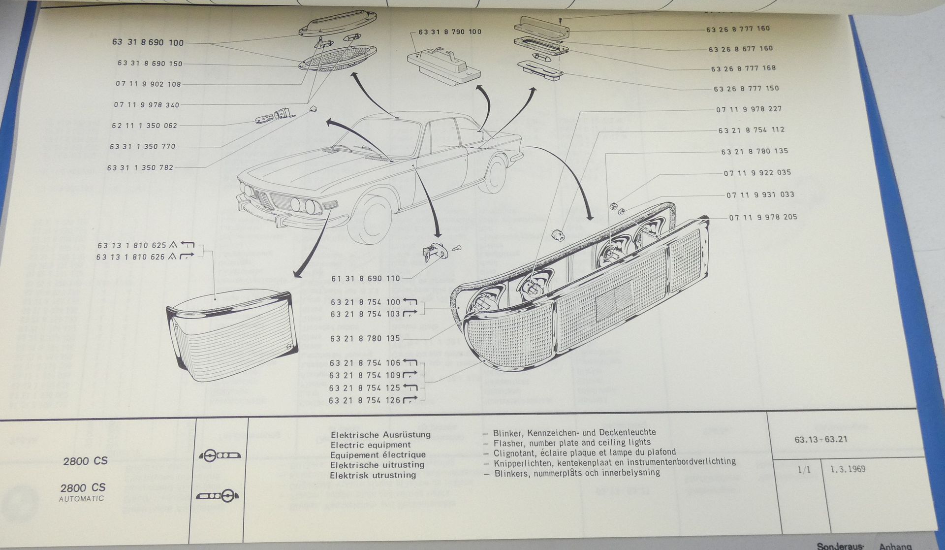 BMW 2800CS, 2800CS Automatic parts catalogue