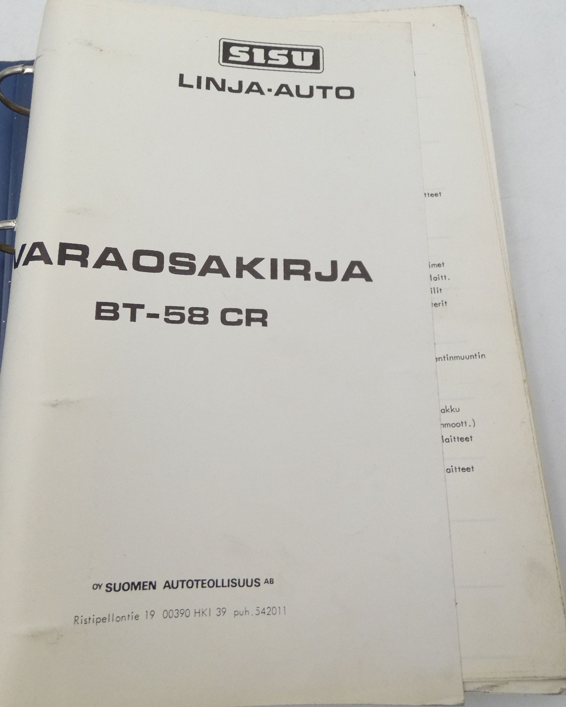 Sisu BT-58 CR varaosakirja