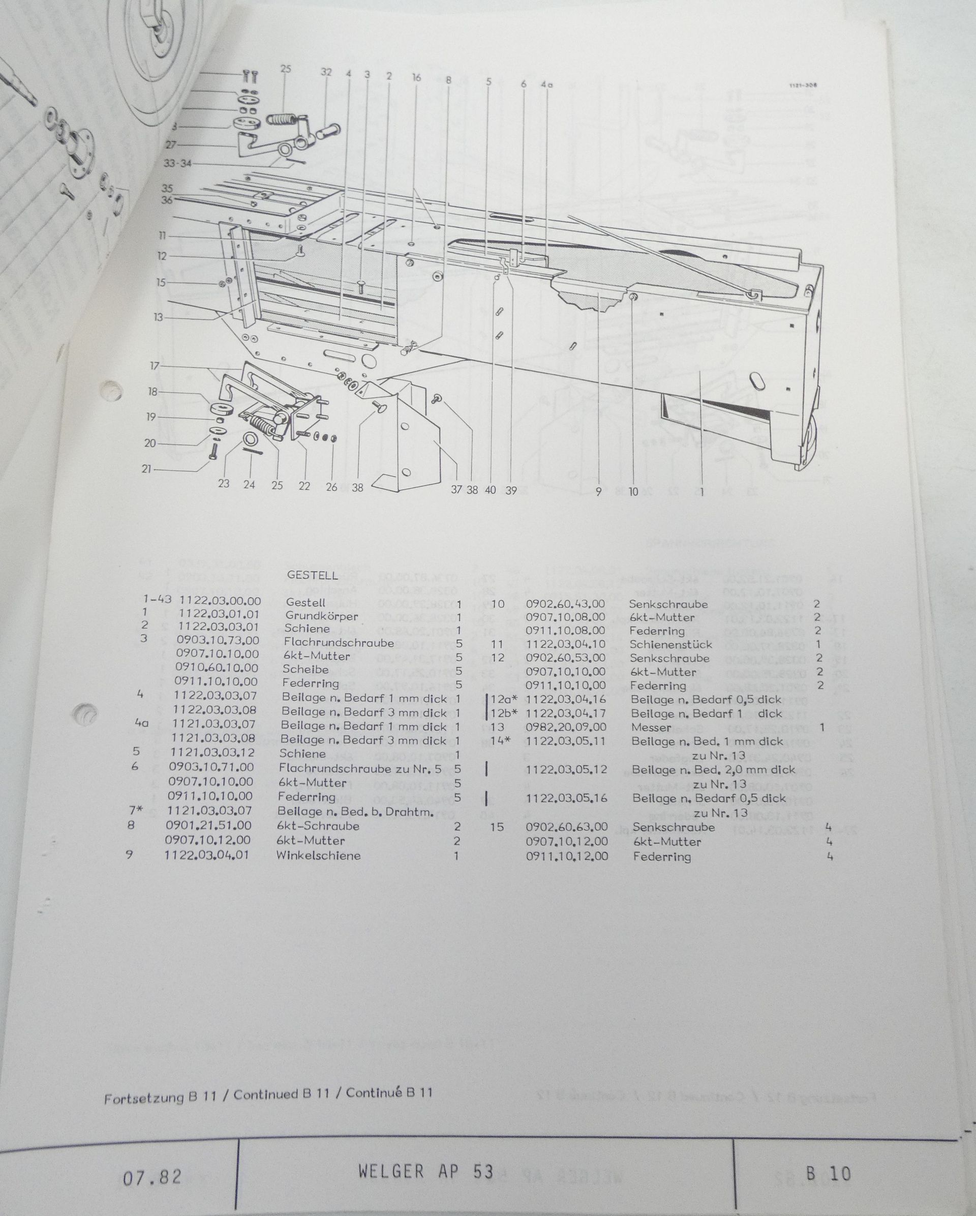 Welger AP53 spare parts list