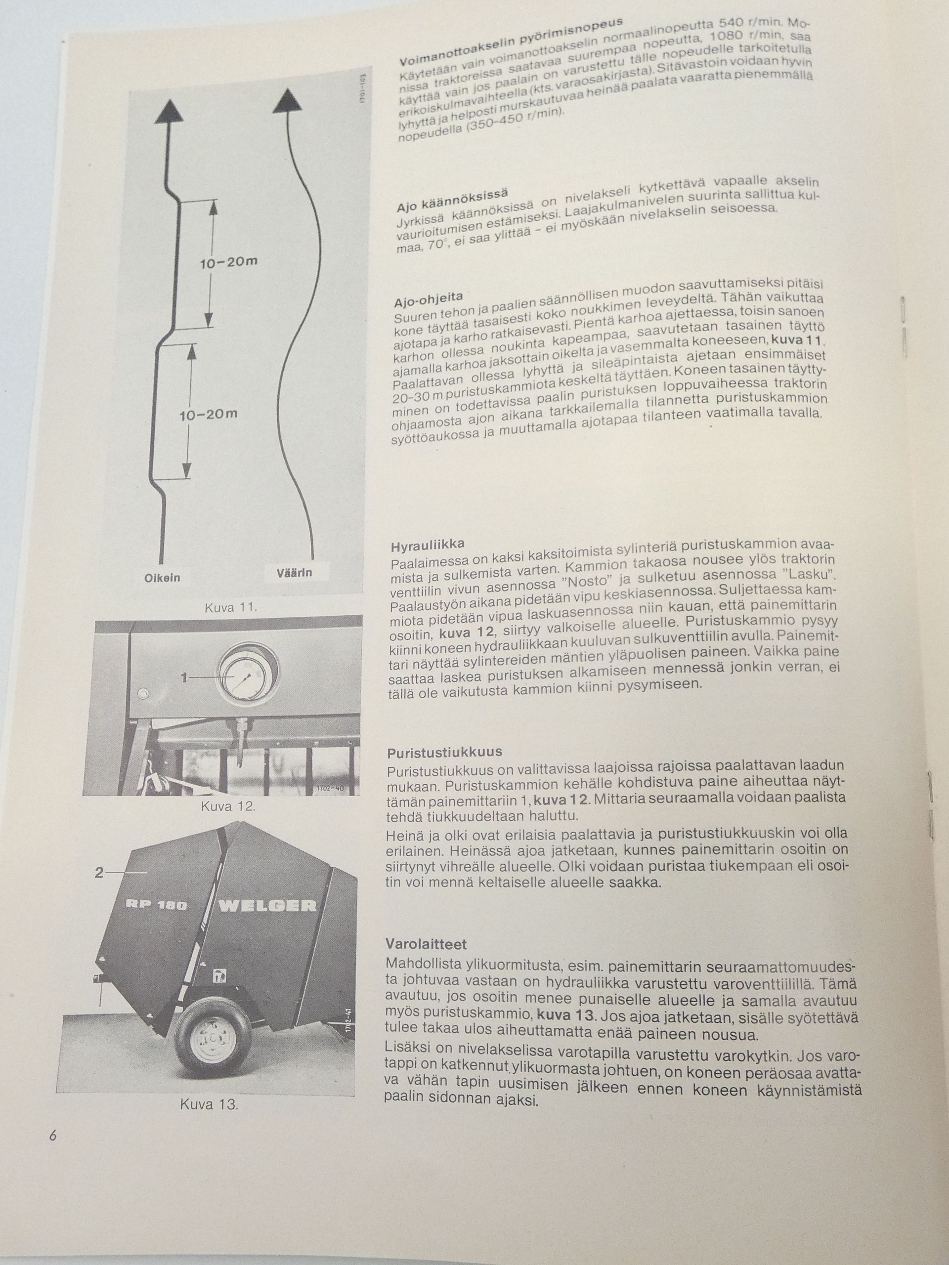 Welger RP180 käyttöohjekirja
