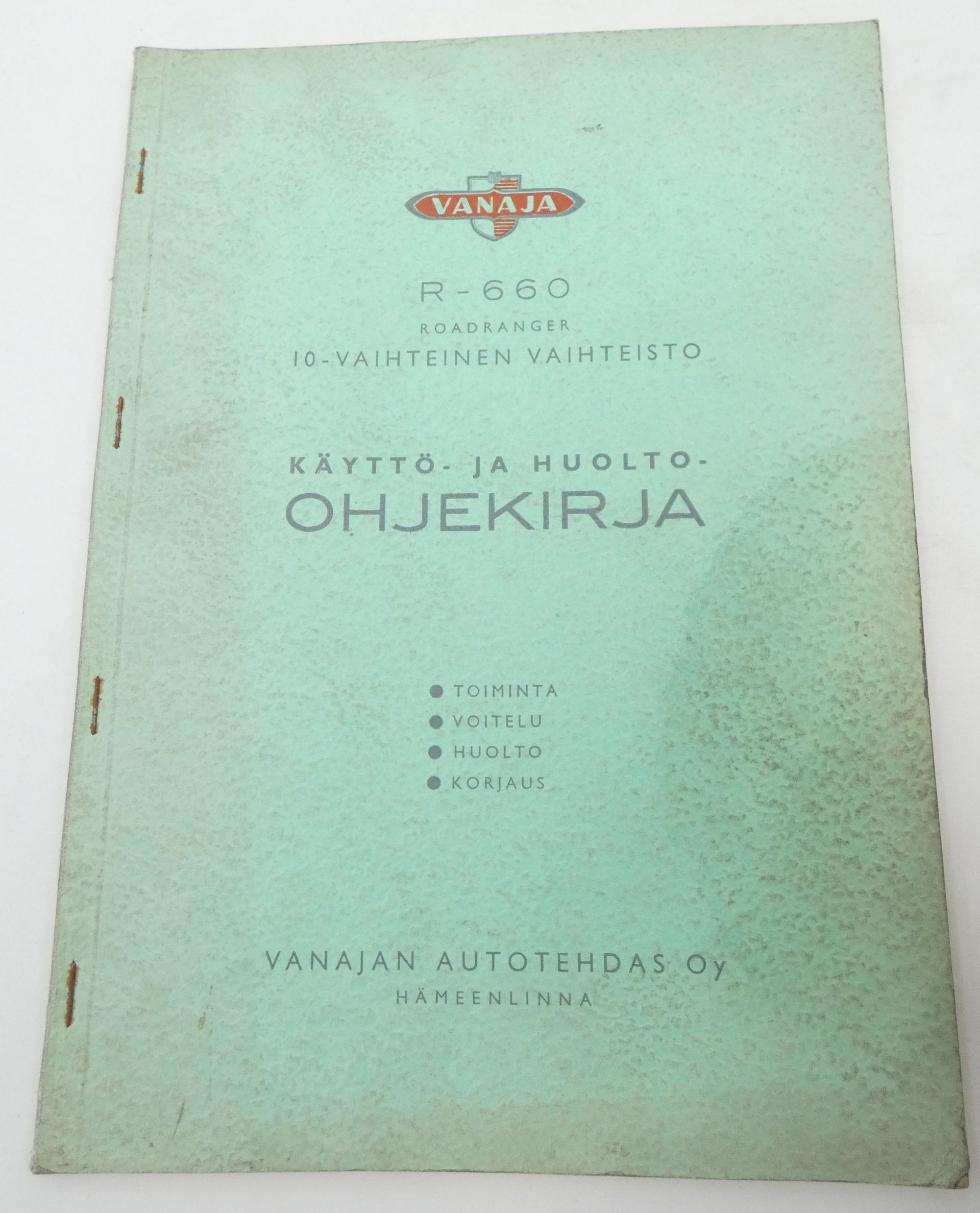Vanaja R-660 roadranger 10-vaihteinen vaihteisto käyttö- ja huolto-ohjekirja
