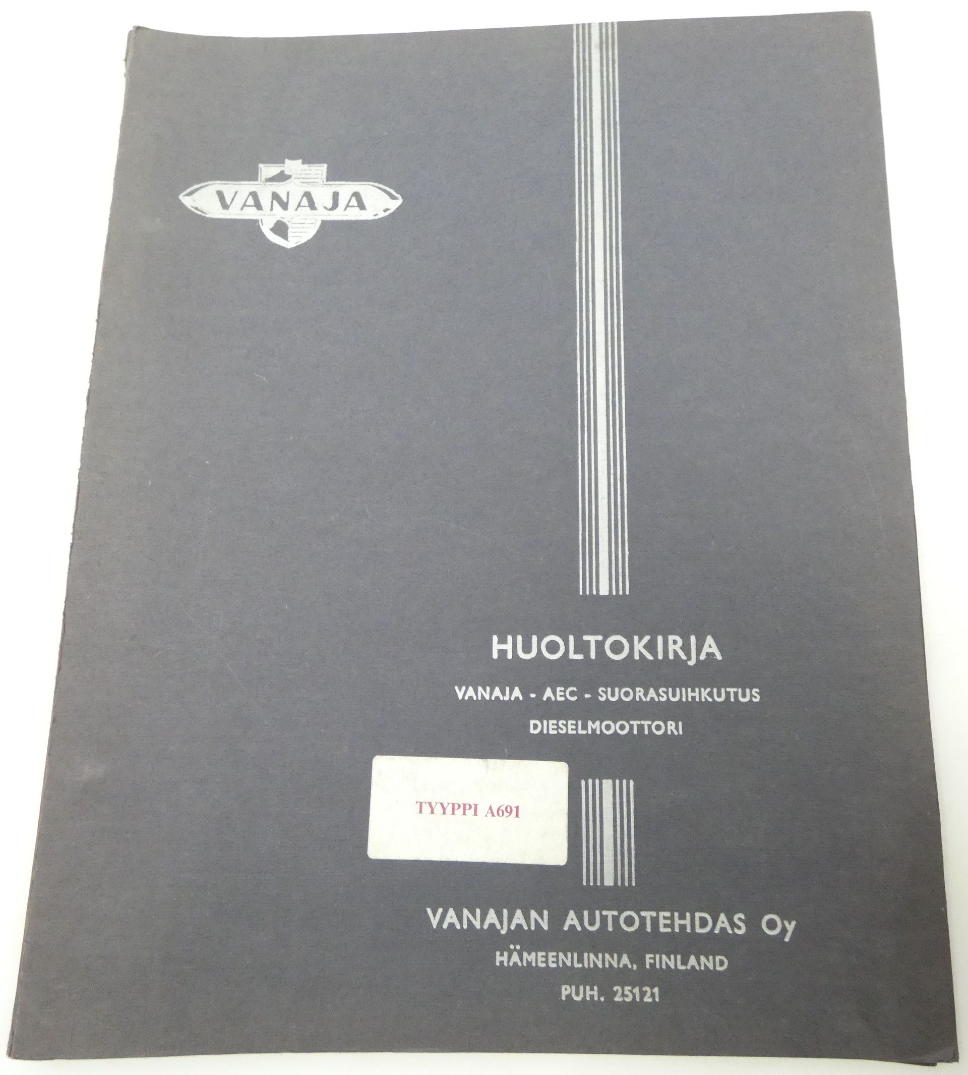Vanaja AEC A691 suorasuihkutus -dieselmoottorin huoltokirja