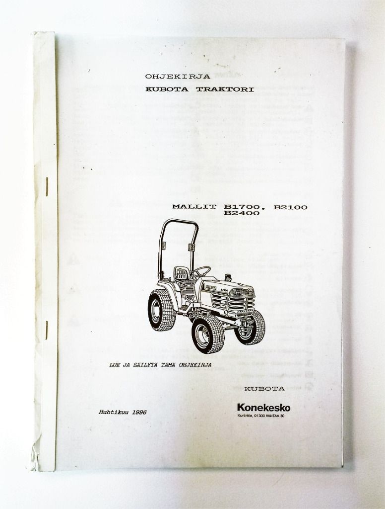 Kubota B1700 B2100 B2400 Ohjekirja