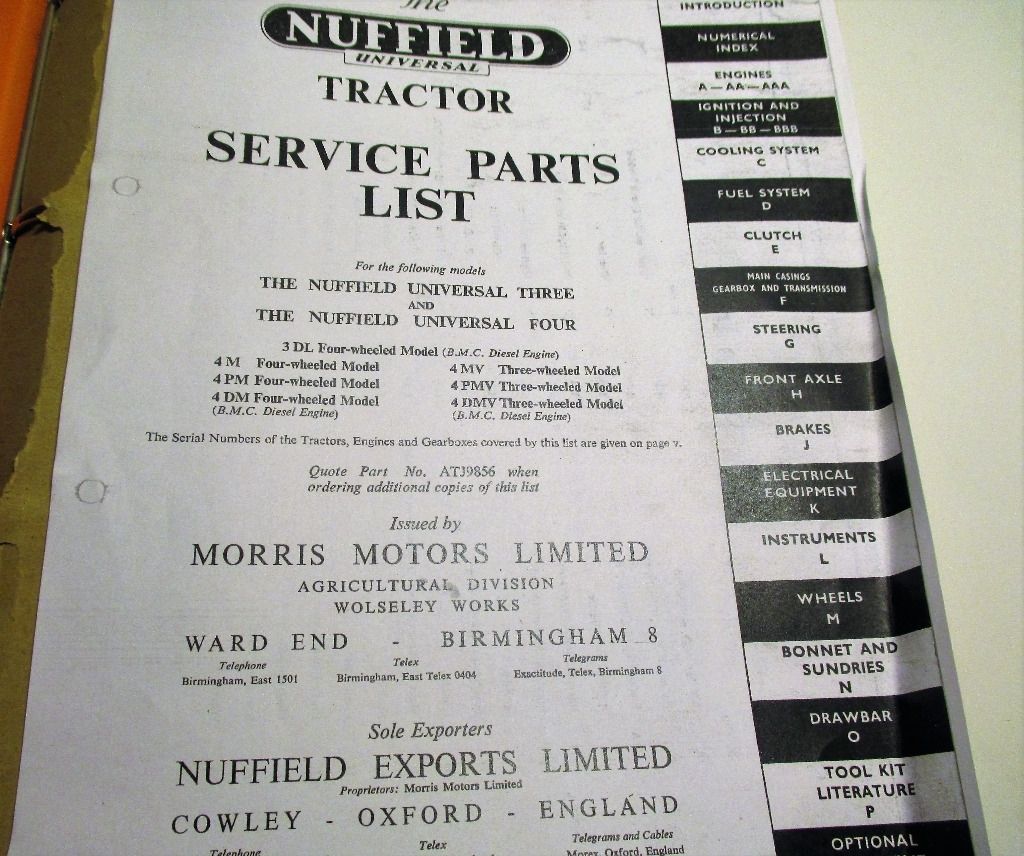 Nuffield 3 and 4 Service Parts List - Varaosakirja