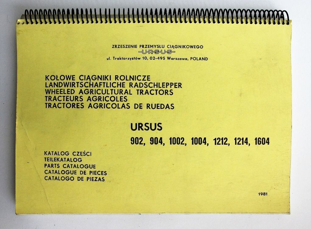 Ursus 902 904 1002 1004 1212 1214 1604 Parts Catalogue - varaosakirja