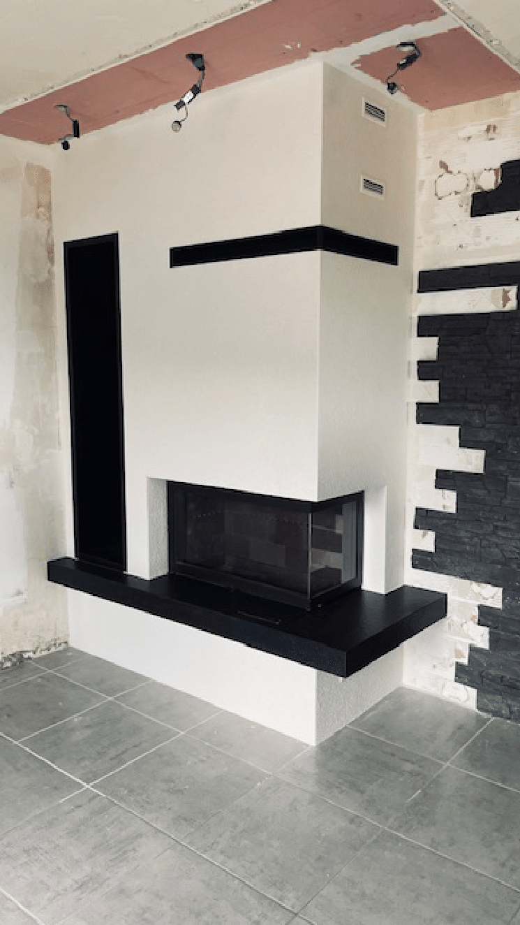 Cheminée en coin moderne Totem