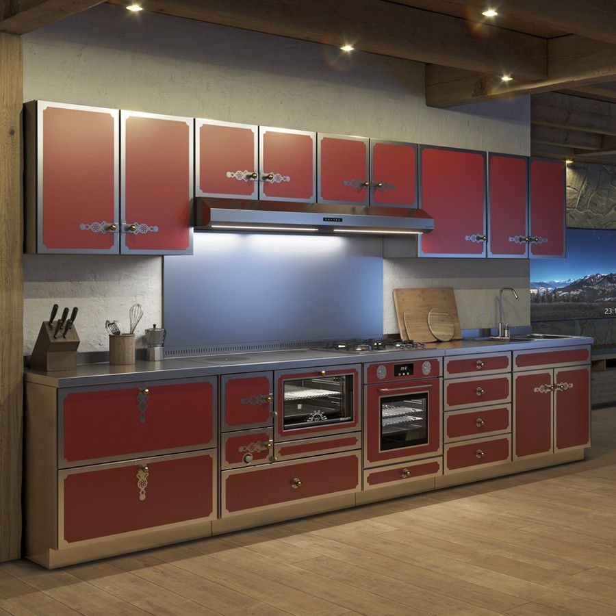 Cuisine rouge et métal de la marque Rizzoli