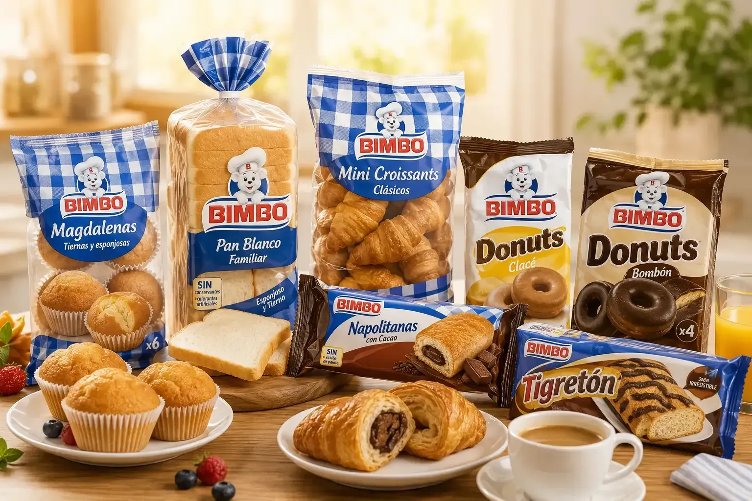 Magdalenas, bollería y productos para el desayuno en hostelería