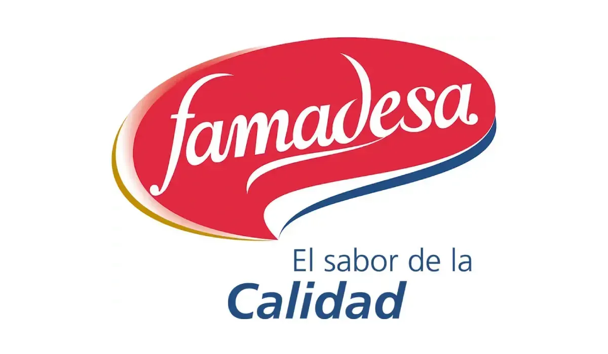 Logotipo de FAMADESA en letras rojas con franjas amarillas y azules, y el eslogan “El sabor de la Calidad” debajo.