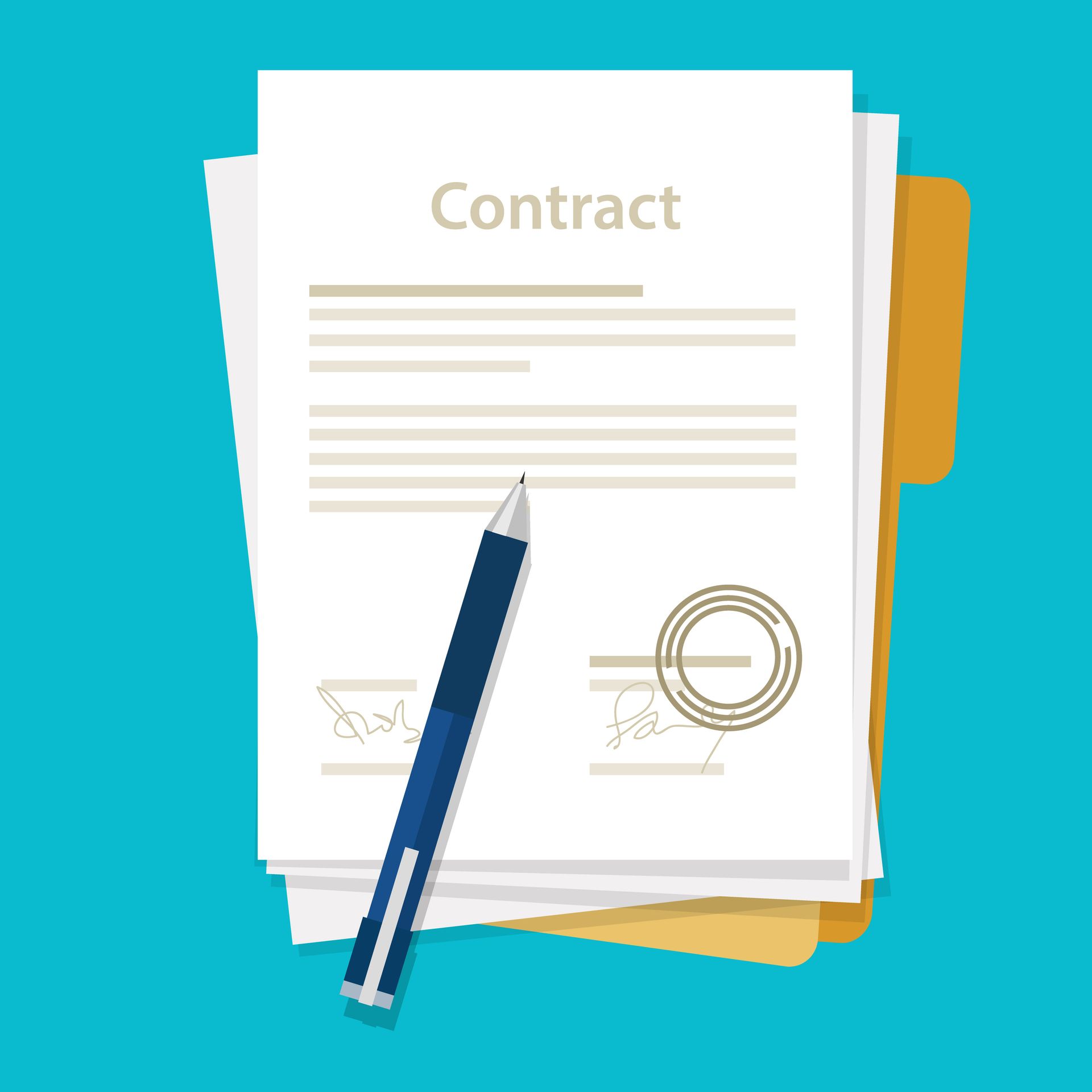 Documents contractuels avec un stylo, prêts à être signés.