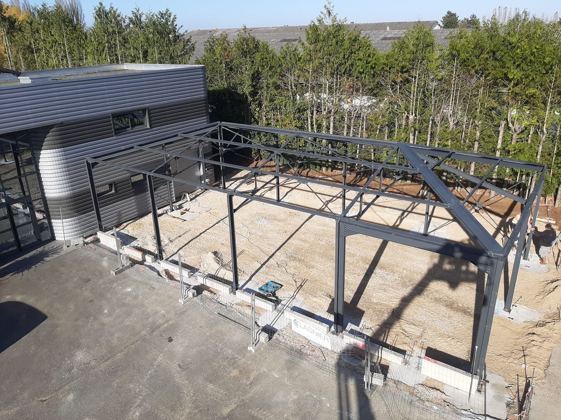 Charpente métallique vue de haut