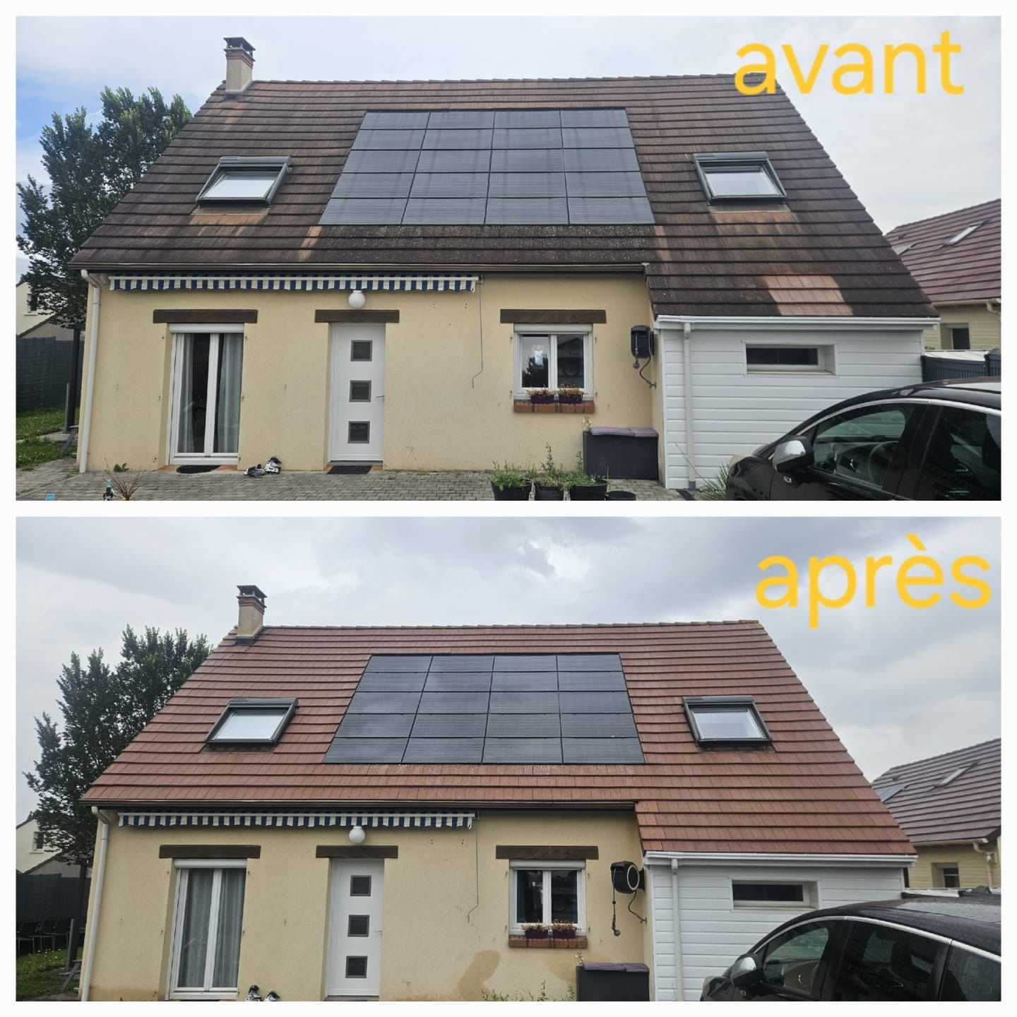 Un avant-après de travaux de nettoyage extérieur