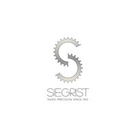 Logo für Siegrist, ein Schweizer Präzisionsunternehmen. Es zeigt ein zahnradförmiges „S“ und den Firmennamen.