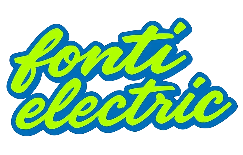 Logotipo de Fonti Electric en azul y verde sobre fondo blanco.