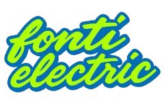 Logotipo de Fonti Electric en azul y verde sobre fondo blanco.