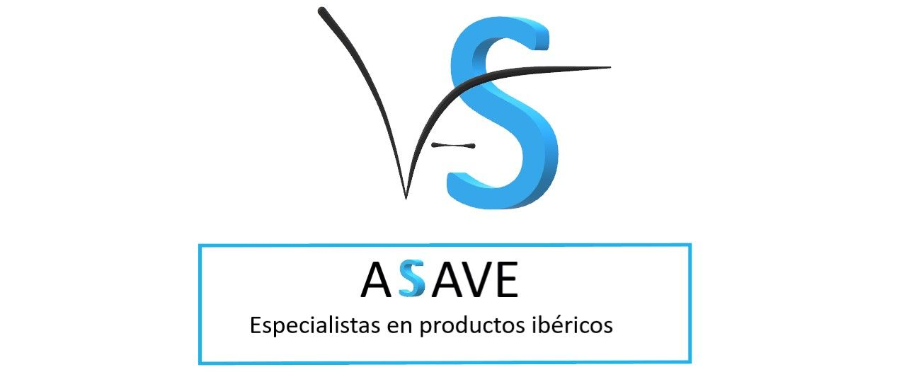 Logotipo de ASAVE, especialistas en productos ib&eacute;ricos, que presenta una V estilizada.