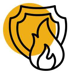 Icon - Schild mit Flamme