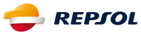Un primer plano del logotipo de Repsol sobre un fondo blanco.