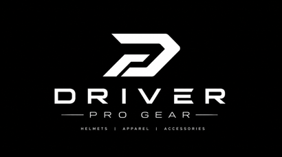 Schwarz-weißes DRIVER Pro Gear-Logo mit stilisiertem D und kleinem Slogan: „UMZUG | REISEN | ZUBEHÖR“