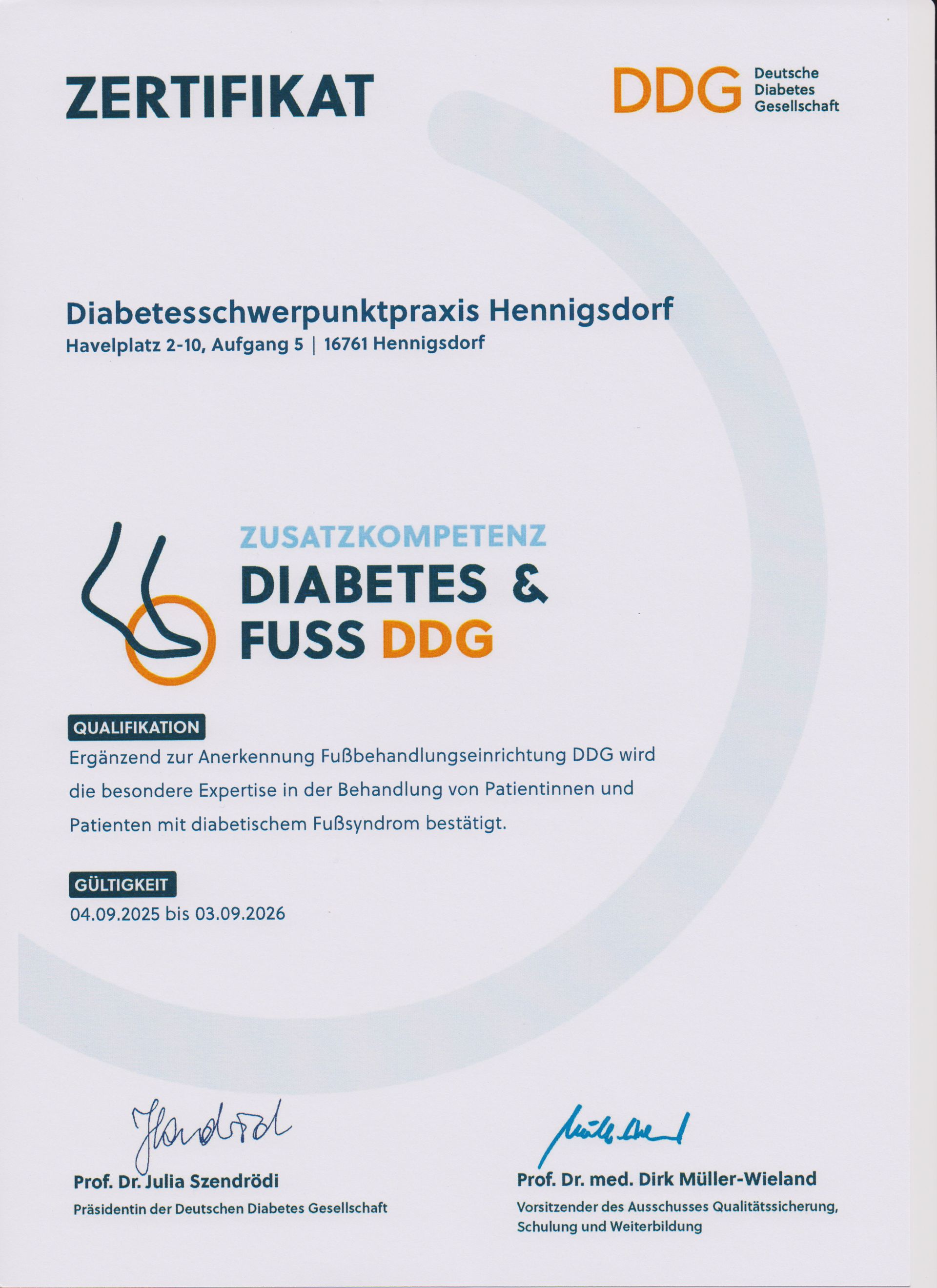 Zertifikat DDG Henningsdorf
