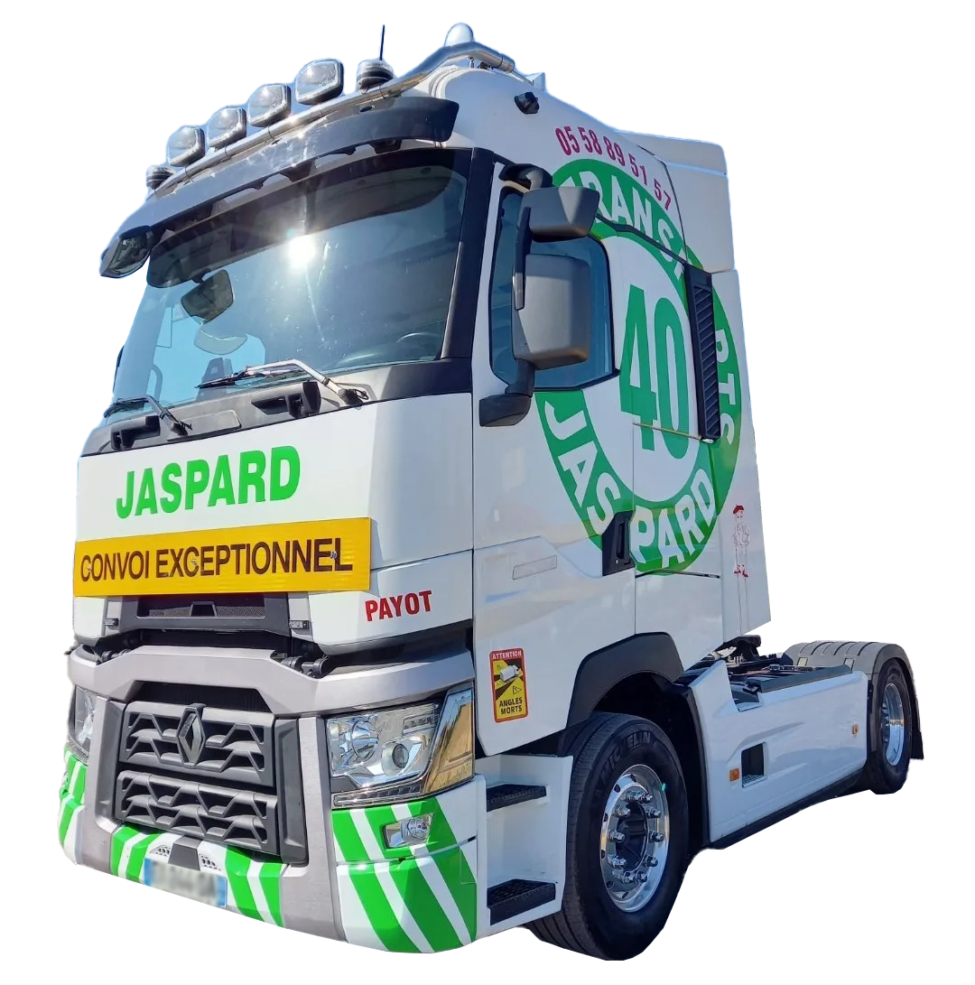 Camion blanc avec logos verts