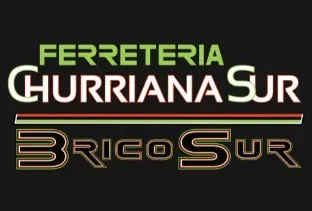 Logotipo de Ferreter&iacute;a Churriana Sur y Brico Sur con texto blanco y verde sobre fondo negro.
