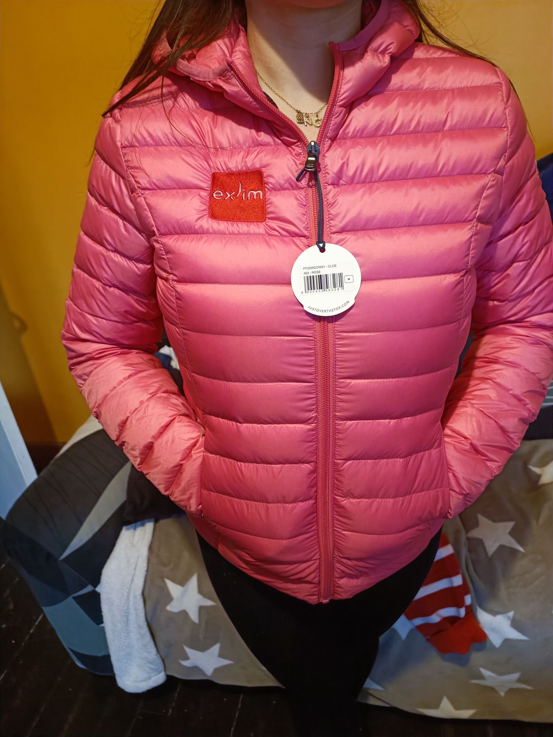 Doudoune rose brodée