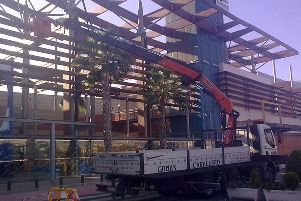 Un camión grúa está estacionado frente a un edificio