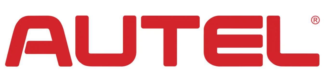 Un primer plano de un logotipo de Autel rojo sobre un fondo blanco.