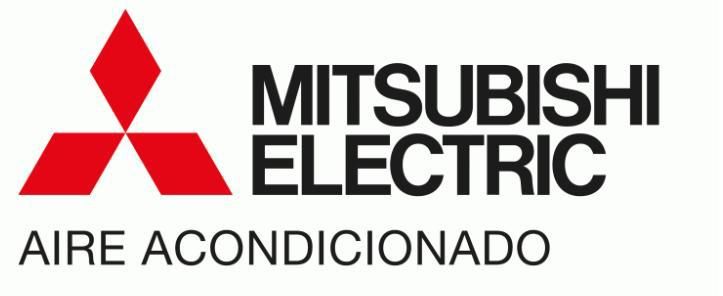 Logotipo del aire acondicionado Mitsubishi Electric sobre un fondo blanco