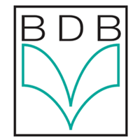 Ein Logo für BDB mit einem Buch in der Mitte