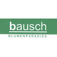 Ein grünes Bausch Blumenparadies Logo auf weißem Hintergrund