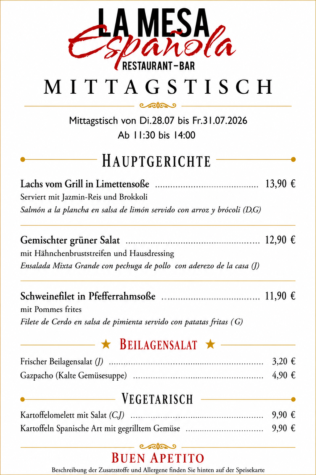 Mittagstisch La Mesa Espanola