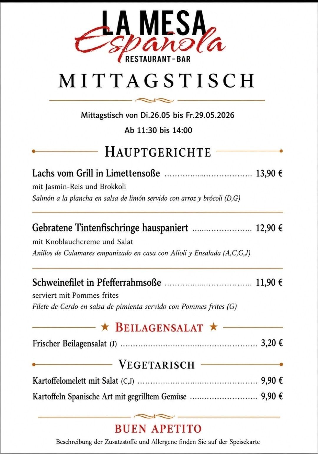 Mittagstisch La Mesa Espanola