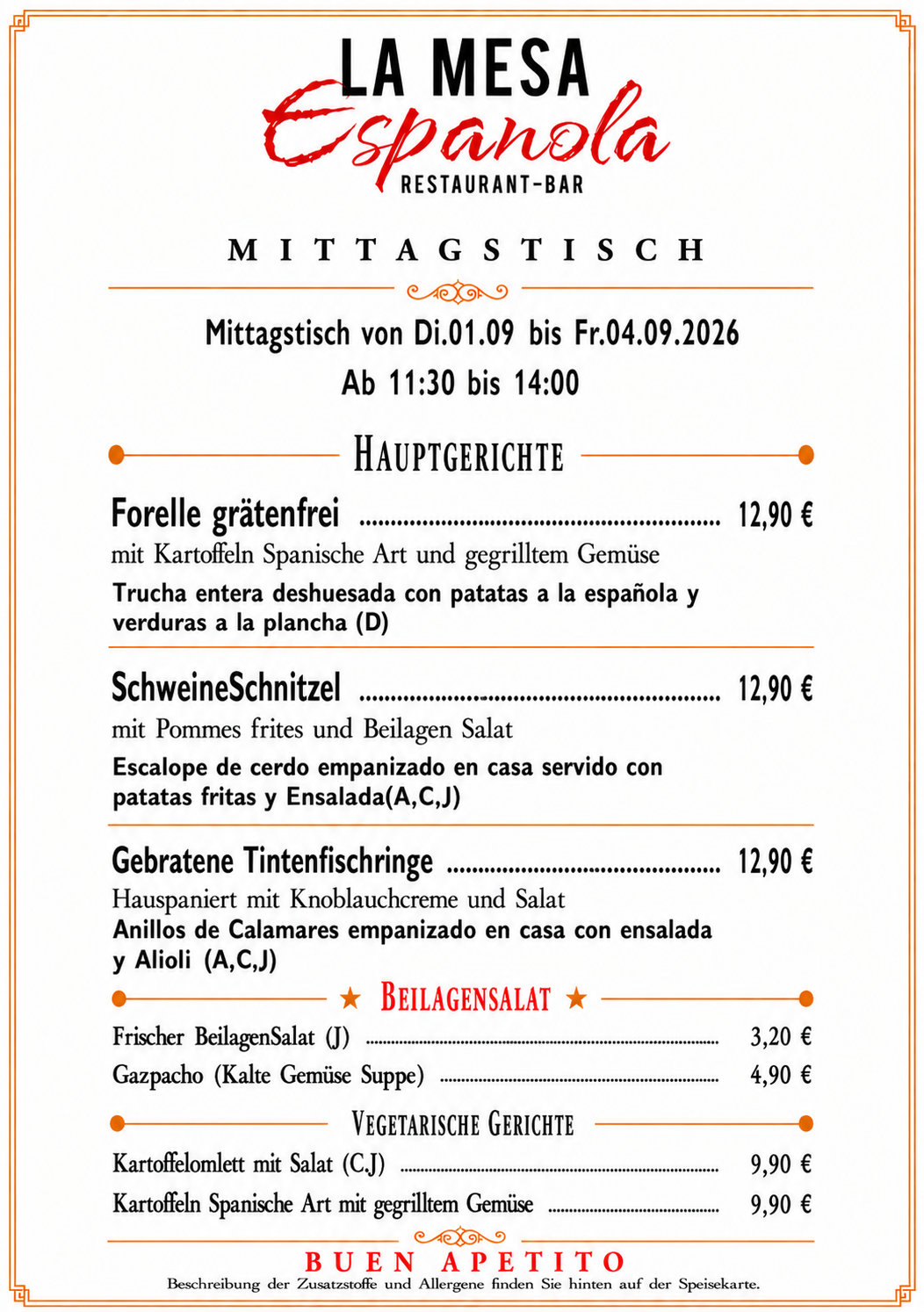 Mittagstisch La Mesa Espanola