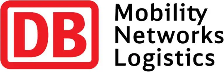 DB-Logo mit rotem Quadratsymbol und schwarzem Text „Mobility Networks Logistics“