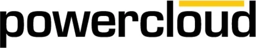 Schwarzes „powercloud“-Wortmarkenlogo auf weißem Hintergrund
