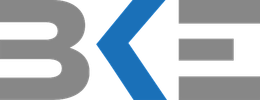 Stilisiertes Logo in Blau und Grau mit einem markanten „B“ und spiegelbildlichen Winkeln auf weißem Hintergrund