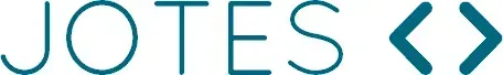 JOTES-Logo mit türkisfarbenem Text und Winkelklammer-Symbol auf weißem Hintergrund