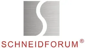 Schneidforum-Logo: graues Quadrat mit weißem S-förmigem Überdruck über rotem SCHNEIDFORUM-Schriftzug