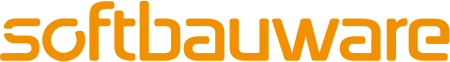 Softbauware-Logo in Orange auf weißem Hintergrund