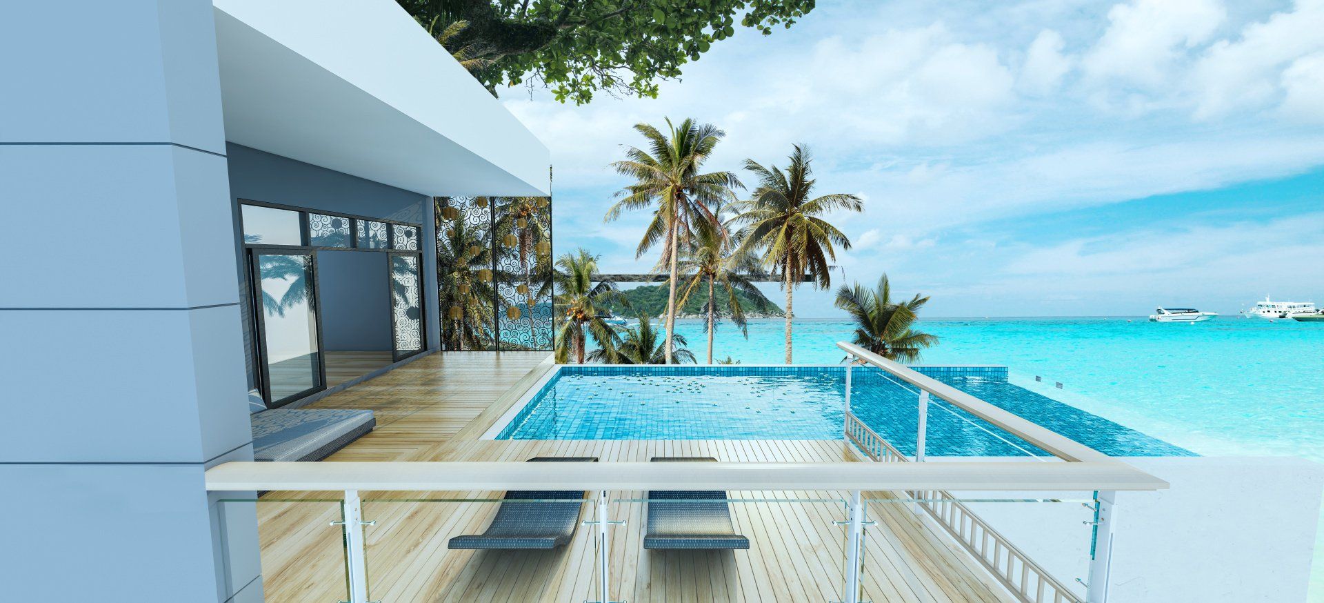 Piscine à débordement extérieur