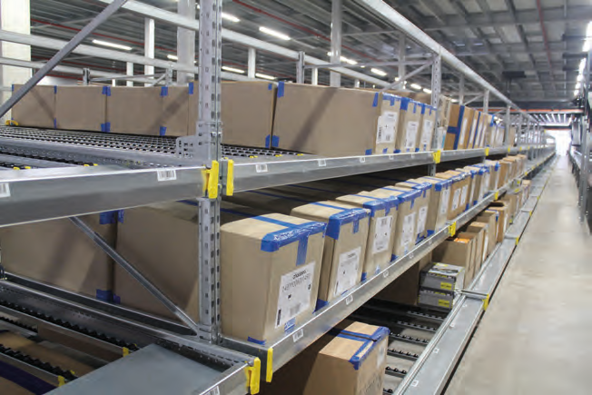 Stockage de cartons par gravité