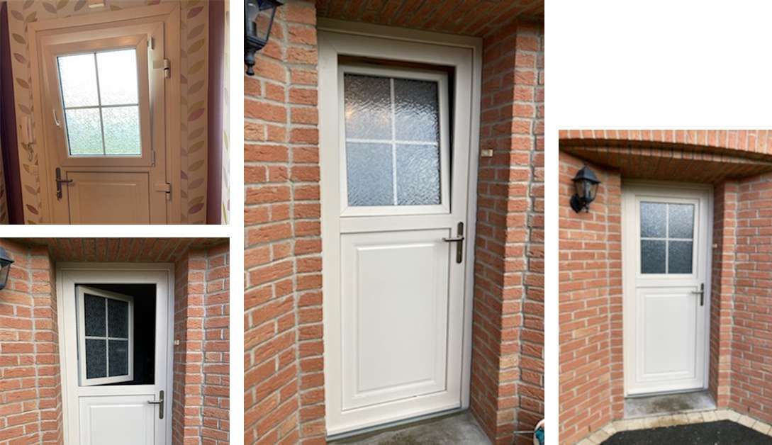 Montage photo d'une porte fermière blanche